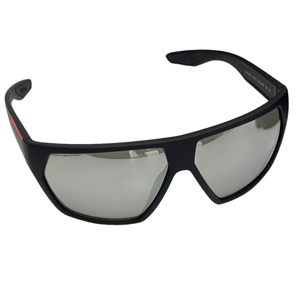 Prada Linea Rossa Sunglasses Style PS 08US Black Rubber & Silver Mirrored Size L - Picture 3 of 14